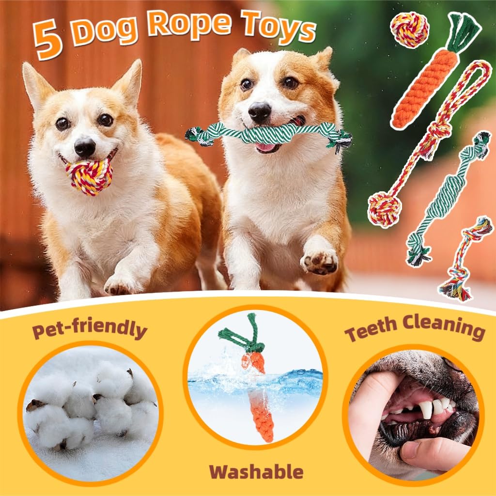Sagildoq Puppy Teething Toys 15 Pack — perfect for small dogs and puppies at playtime