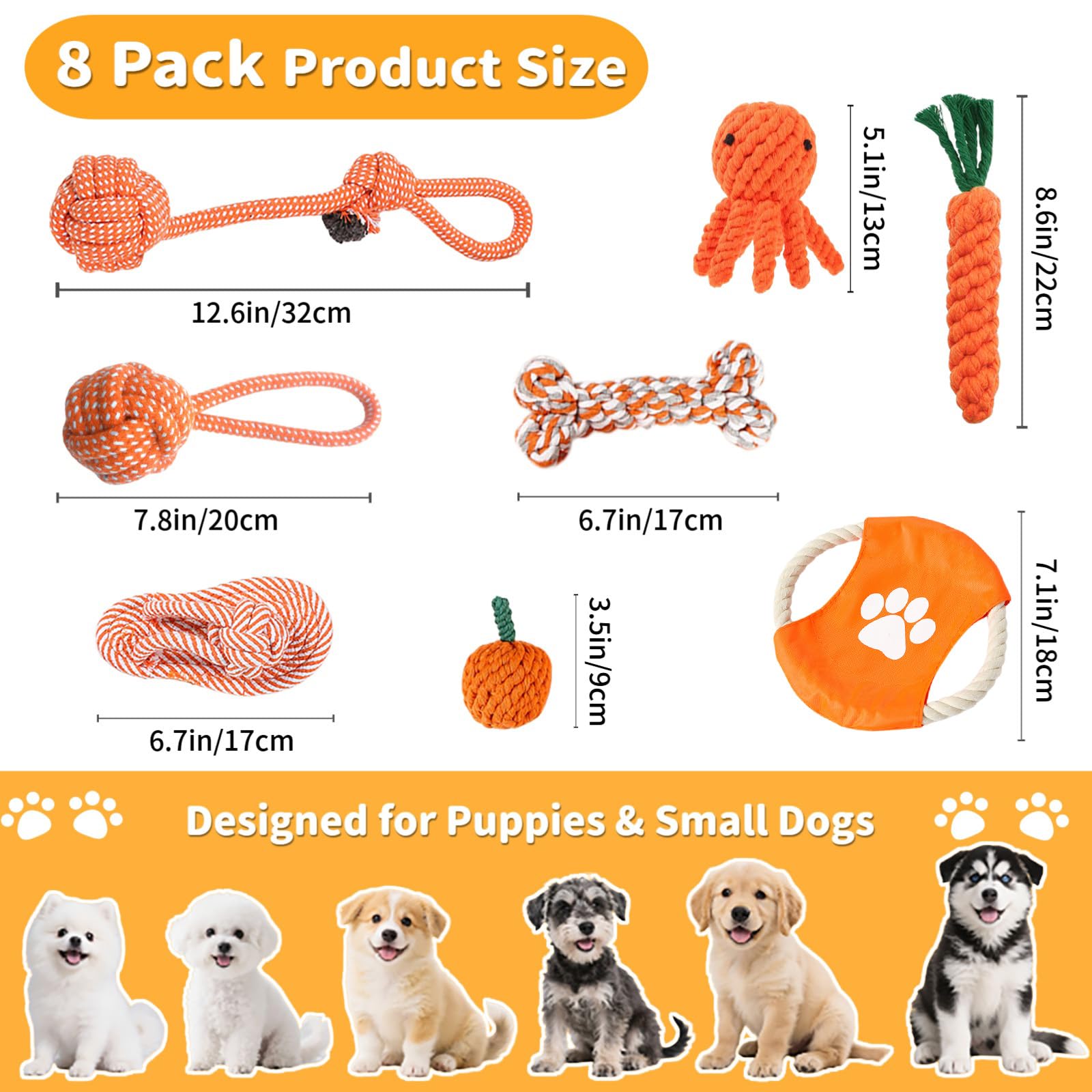 Sagildoq carrot rope toy engages puppies with shape-based play