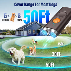 Saigain dog bark deterrent 50ft range covering outdoor spaces.