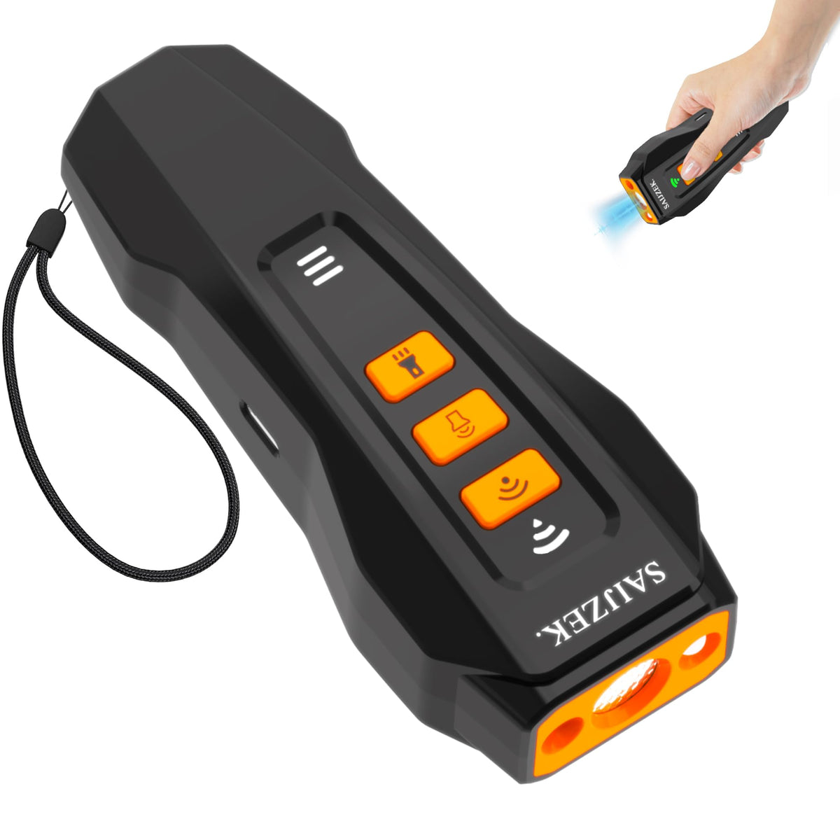 SAIJZEK Ultrasonic Dog Trainer G2 front view for humane bark control.