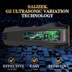SAIJZEK Ultrasonic Dog Trainer G2 side profile highlighting compact training tool.