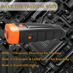 SAIJZEK Ultrasonic Dog Trainer LED mode active for added deterrence during outings.