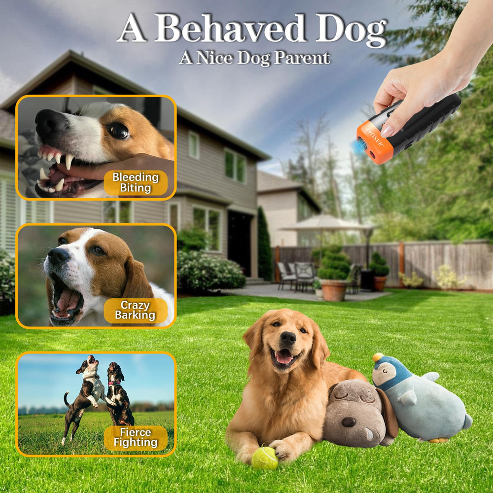 SAIJZEK Ultrasonic Dog Trainer ideal for small to medium dogs during training sessions.