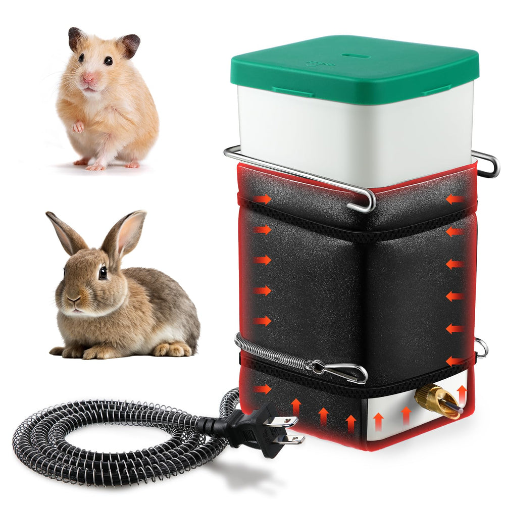 Saillong 2-pack rabbit water bottle with heated feature for winter drinking.