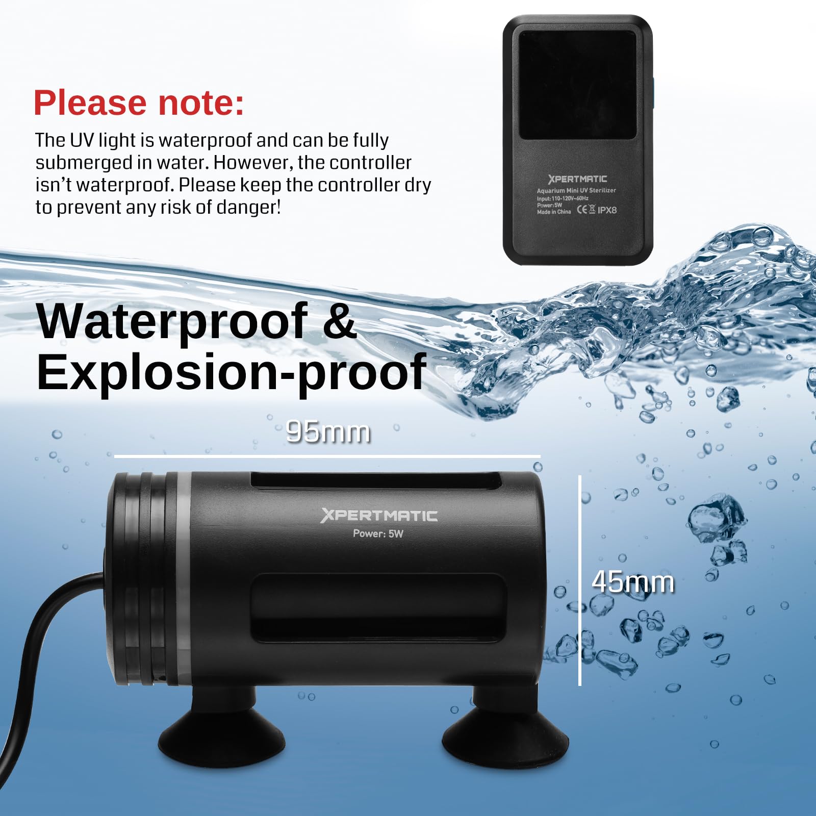 SainSmart XpertMatic submersible lamp with 360° shield for safety