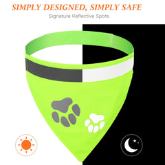 Saintrygo dog bandana reflective close-up shows bright stripes for low-light visibility