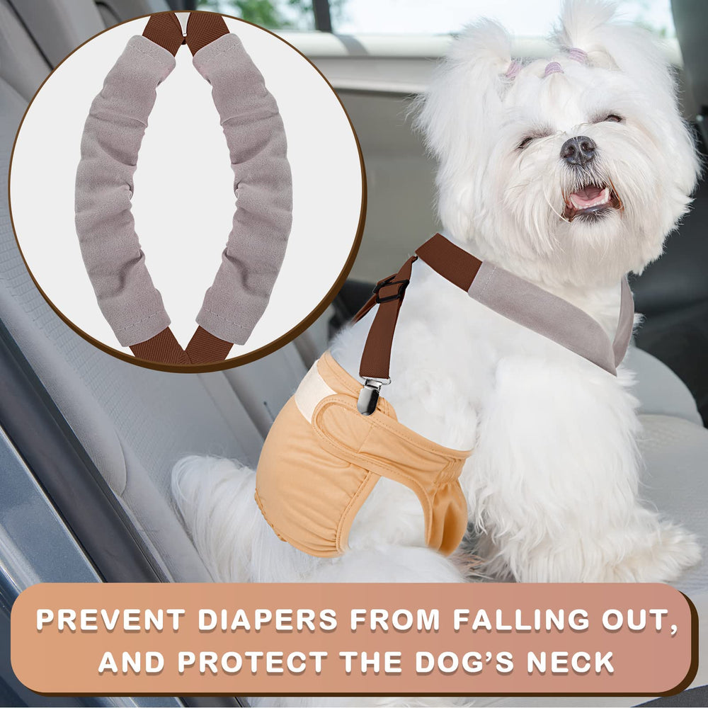 Saintrygo dog suspenders available in black and brown for various dogs.