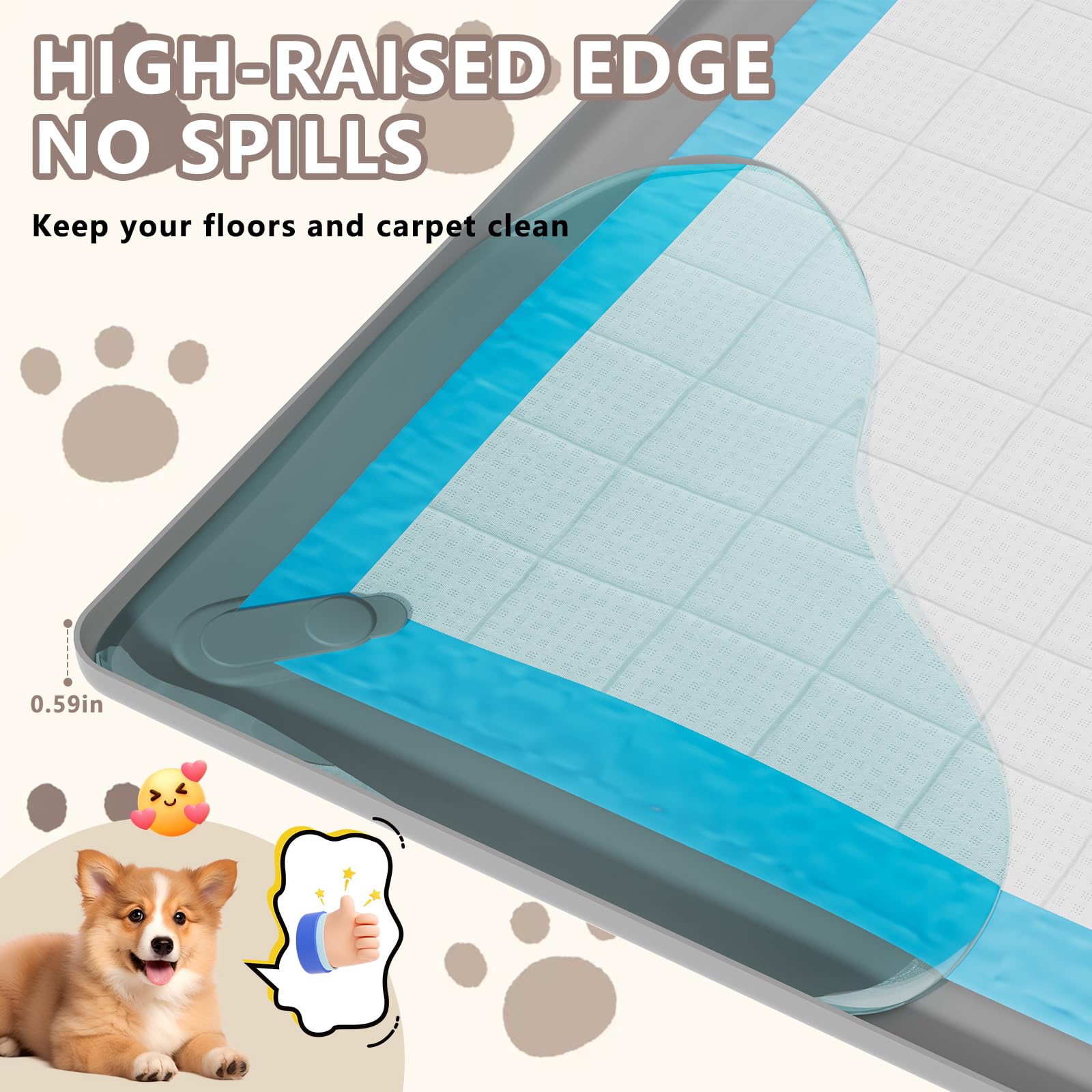 SAKAKI pee pad holder leak-proof edge keeps spills contained on hard floors