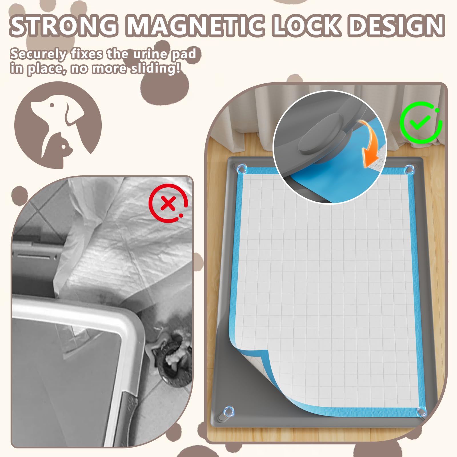 SAKAKI pee pad holder raised edge prevents leaks on floors and carpets