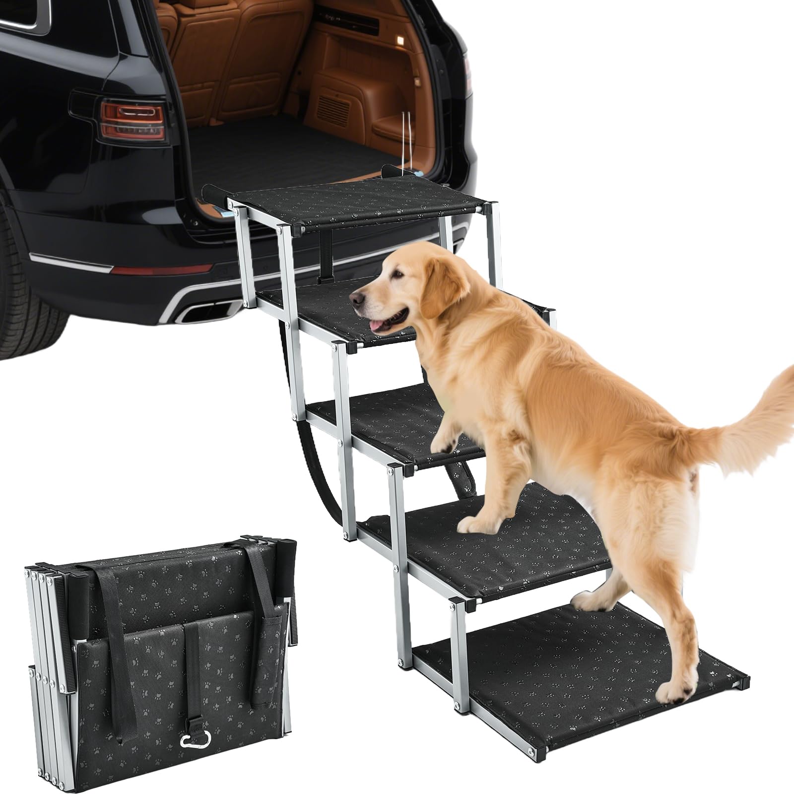 Saker Foldable Dog Ramp car-setup shows stable vehicle access for pets