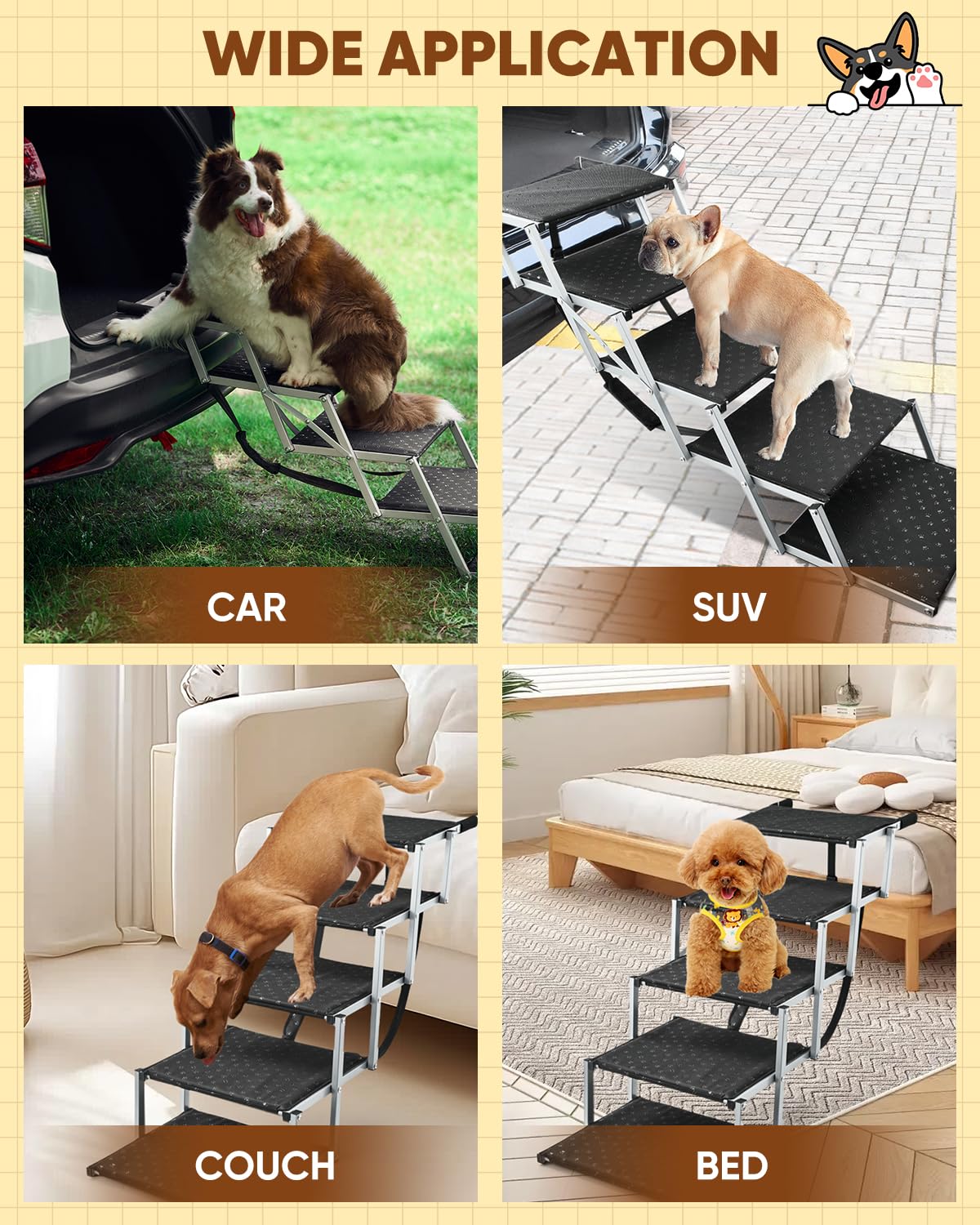 Saker Foldable Dog Ramp folds compactly for easy transport