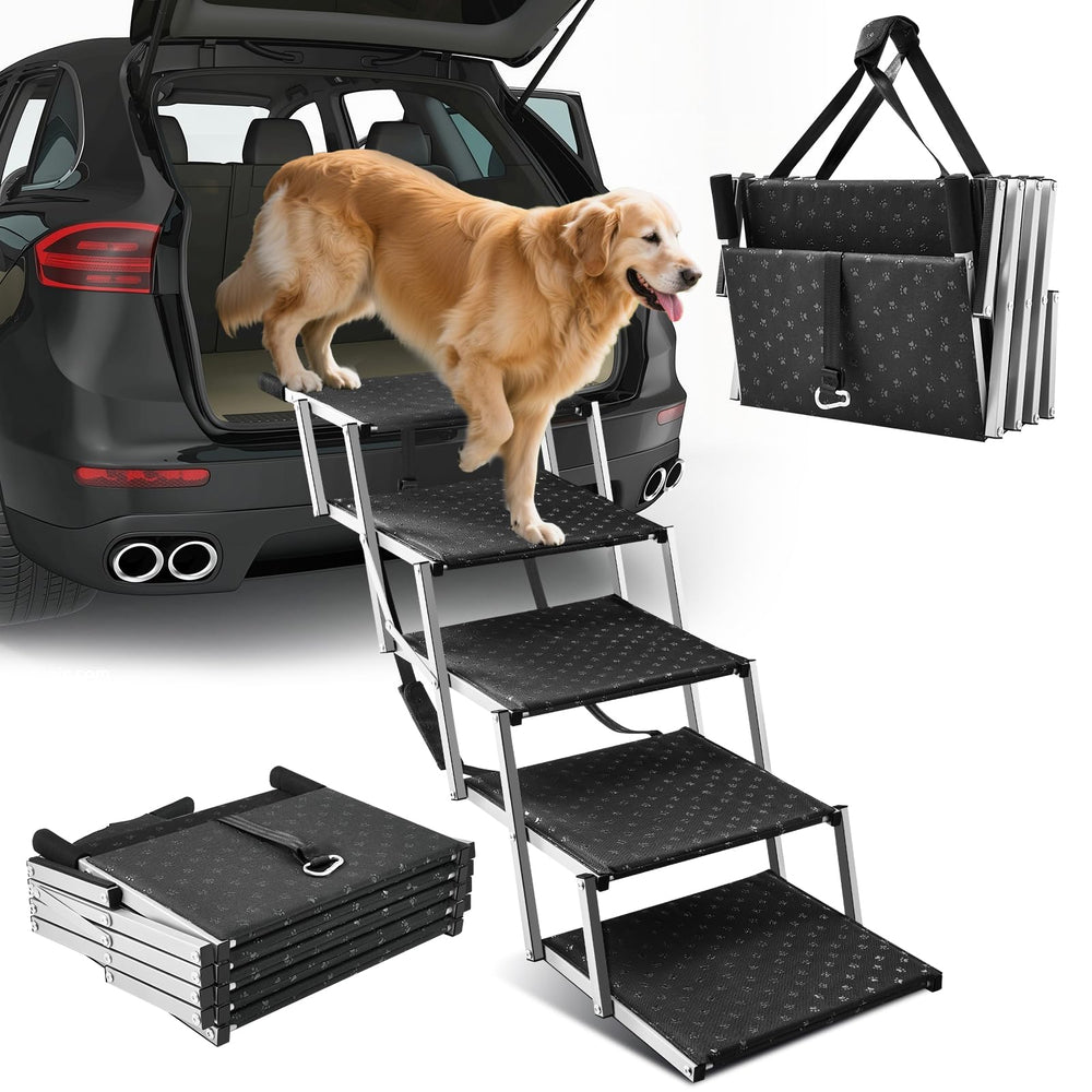 SakerPlus dog ramps wide-slope demonstrates a gentle incline for easier car access and joint support.