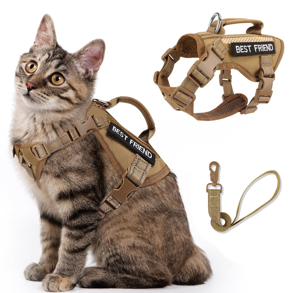 SALFSE tactical cat harness air mesh khaki shows breathable comfort during walks
