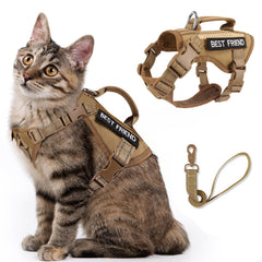 SALFSE tactical cat harness air mesh khaki shows breathable comfort during walks