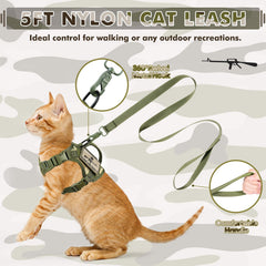 Salfse tactical cat harness quick-release buckles enable fast on/off during grooming or travel.