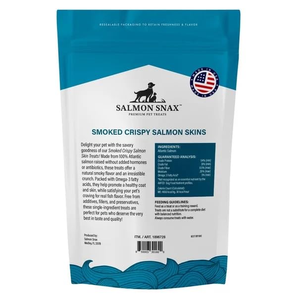 Salmon Snax grain-free packaging highlights gluten-free and resealable bag