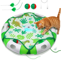 Salodal cat toy shows hidden feather wand for interactive hide-and-seek play.