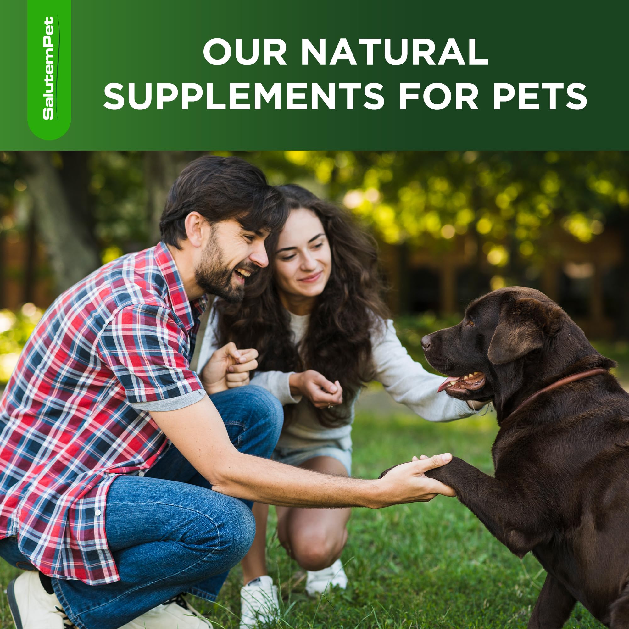 SalutemPet 2oz dog antibiotics drops bottle emphasizes safe, natural ingredients.