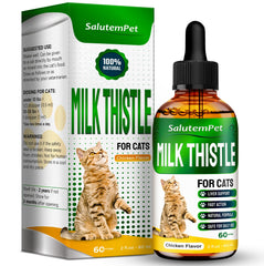 SalutemPet cat kidney-support bottle—milk thistle blend for potential liver and urinary comfort.