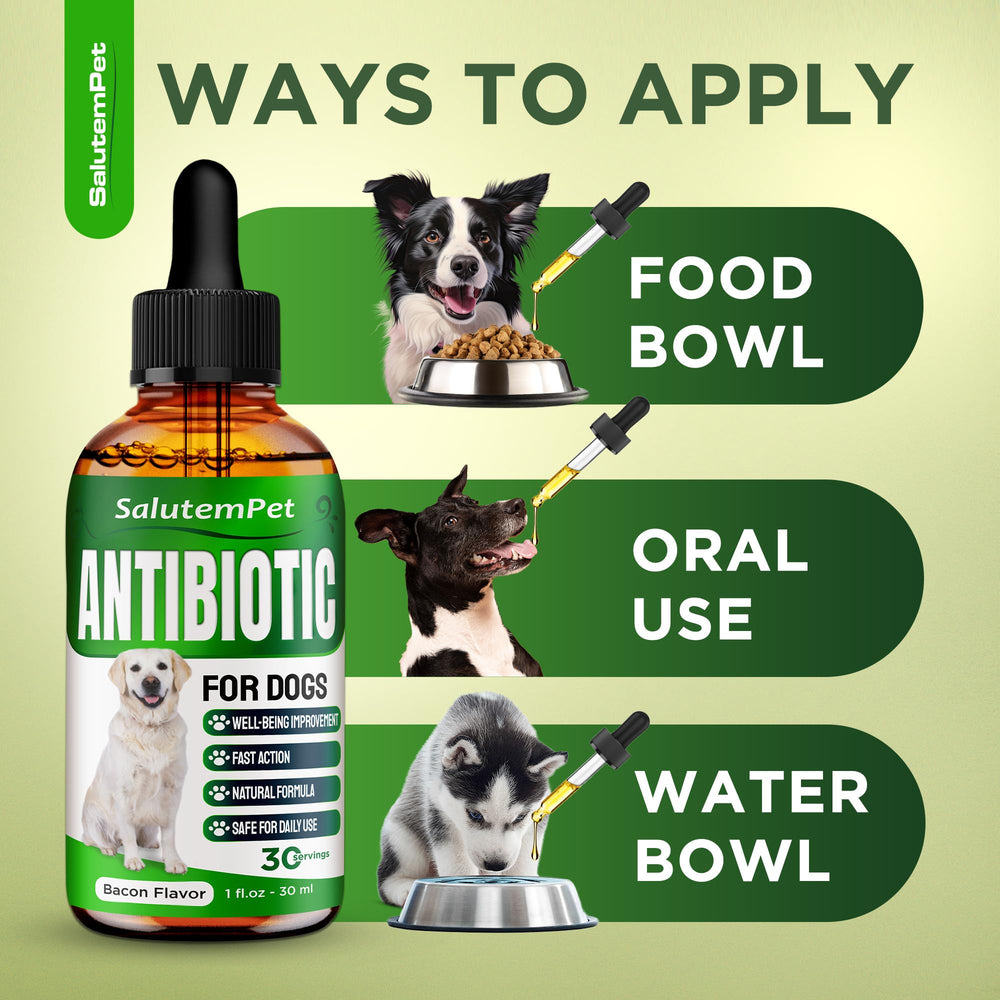 SalutemPet chicken-flavor dog drops pictured for tasty, easy-to-accept dosing.