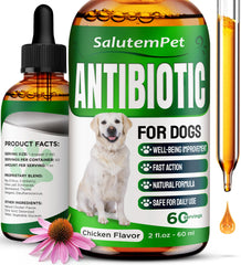 SalutemPet dog antibiotics infections drops bottle for infection support and easy dosing.