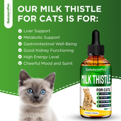 SalutemPet milk-thistle drops for cats—natural herbal formula in chicken flavor.