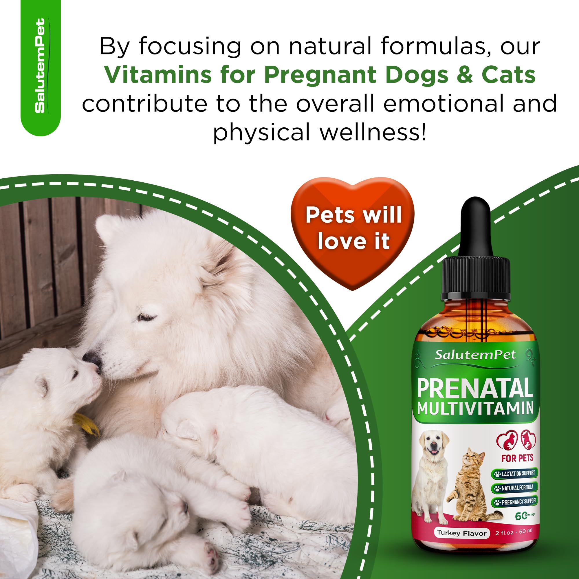 SalutemPet natural-ingredients banner emphasizing no artificial colors or fillers.