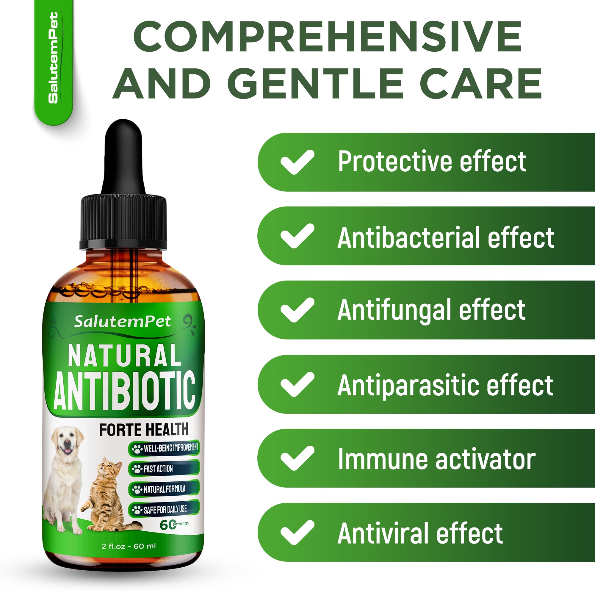 SalutemPet oil-of-oregano-drops highlights herbal oregano for gentle pet wellness.