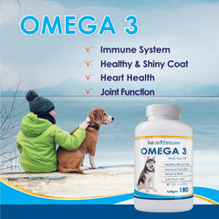 Salveo Petcare Omega 3 for Dogs bottle label highlights purity.