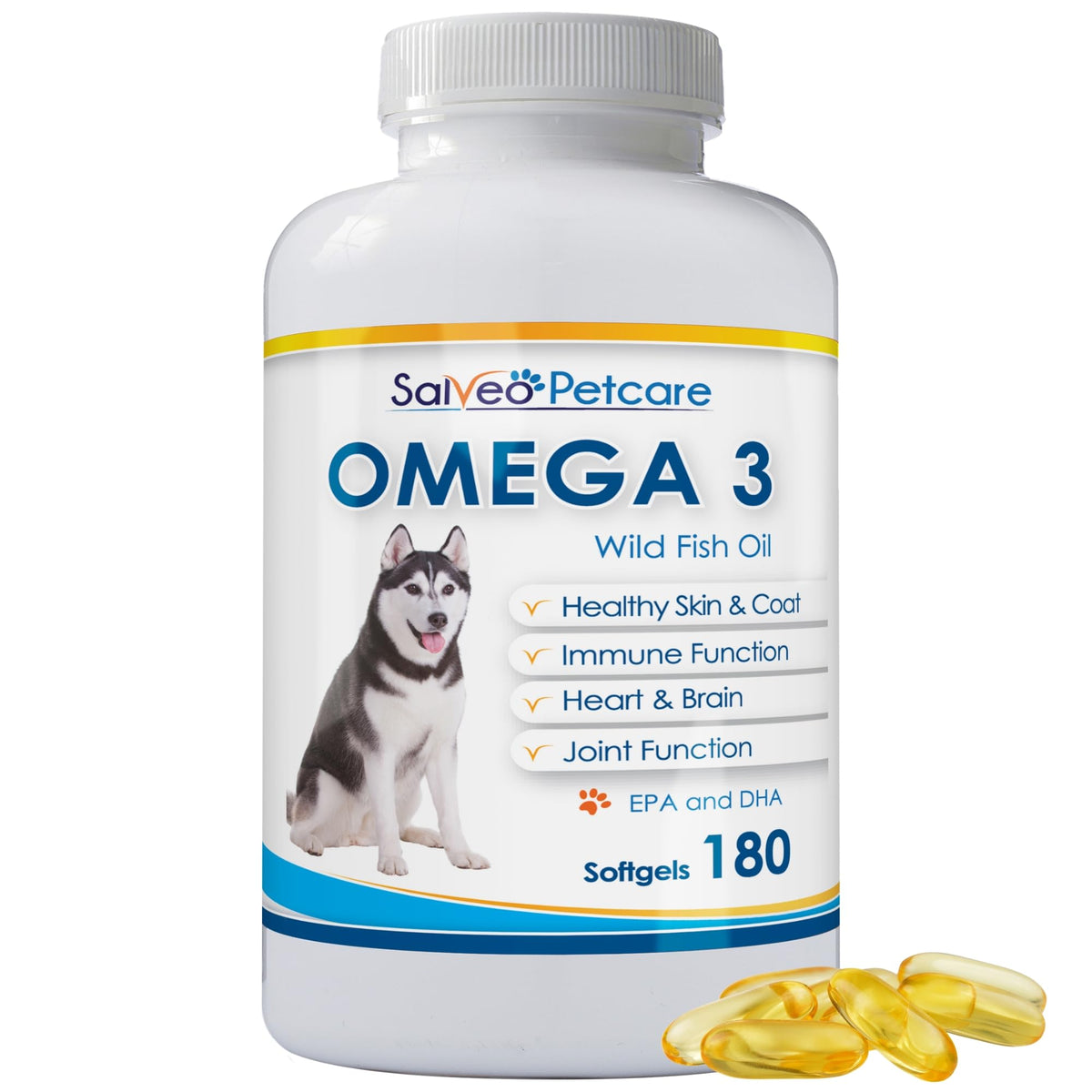 Salveo Petcare Omega 3 for Dogs bottle supports healthy skin.