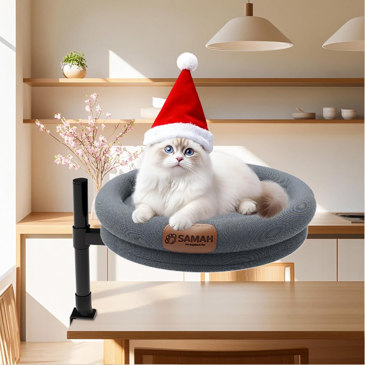 SAMAH cat desk bed assembly shows quick setup for a clutter-free home workspace.