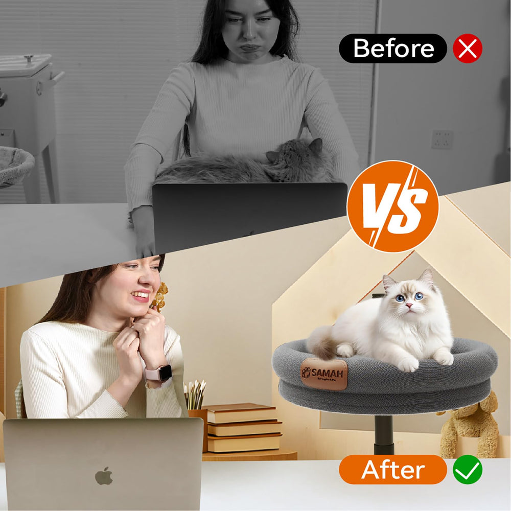 SAMAH cat desk bed sturdy frame provides secure lounging up to 40 lbs.