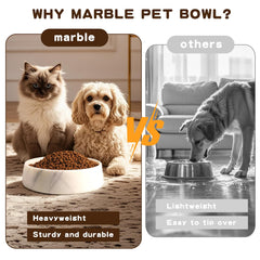 SAMAH white marble dog bowl in a modern kitchen complements decor