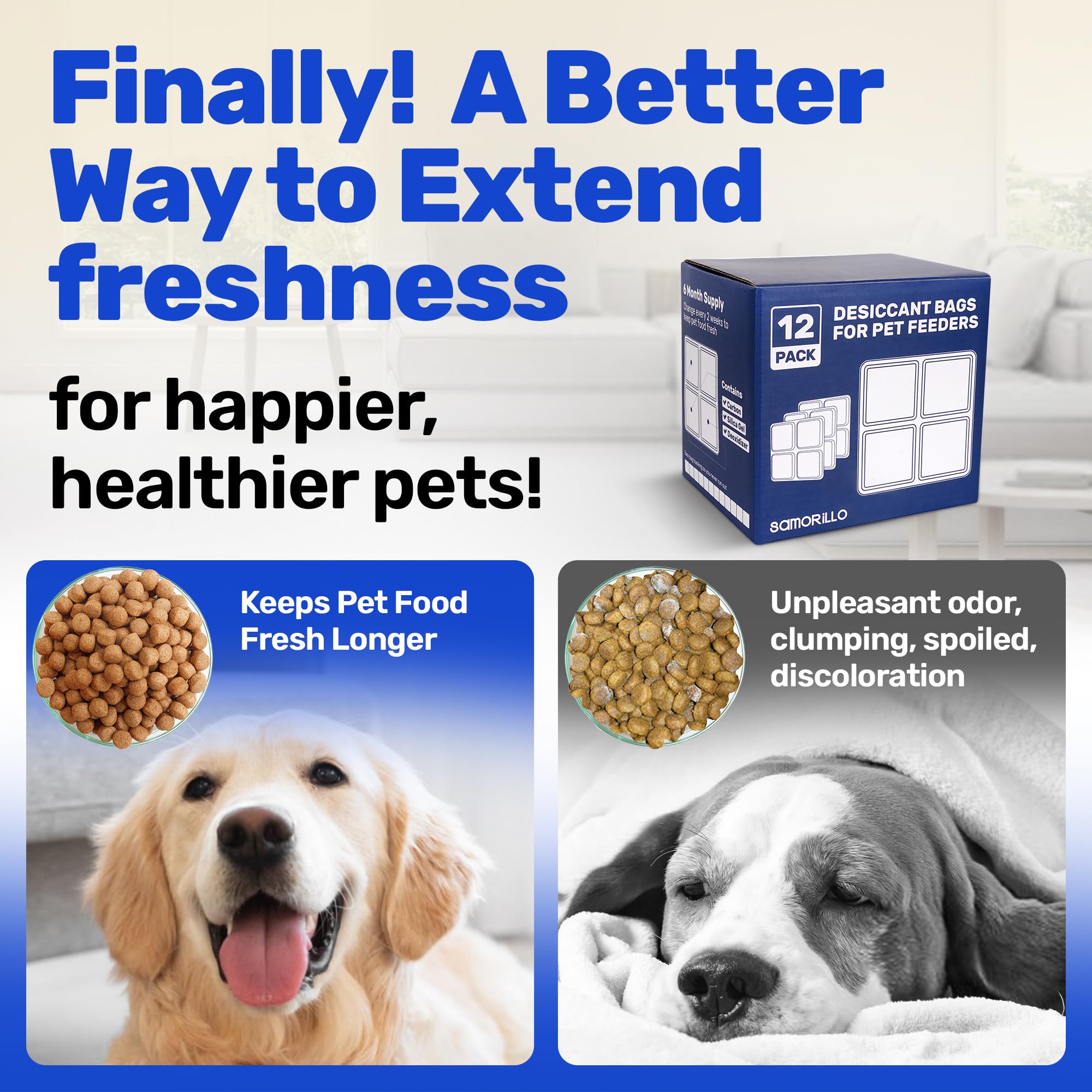 Samorillo desiccant bag fits Petlibro feeders for moisture control.