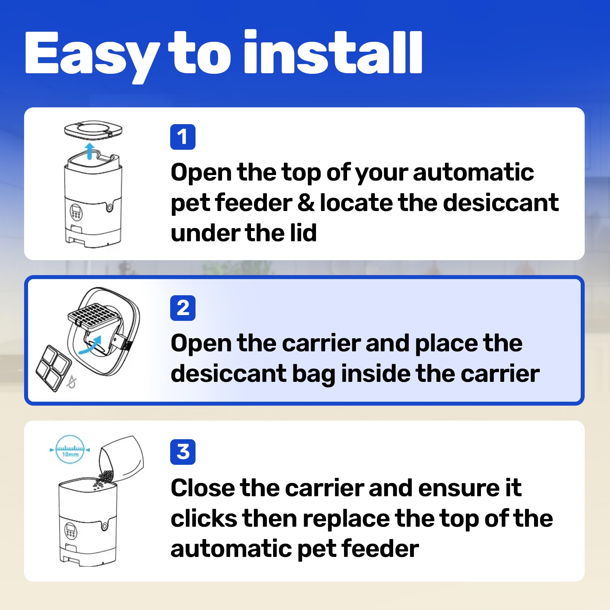 Samorillo desiccant bag packaging showcases six-month supply.