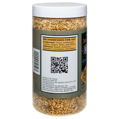 San Francisco Bay Brand freeze-dried mysis shrimp close-up highlights high protein.