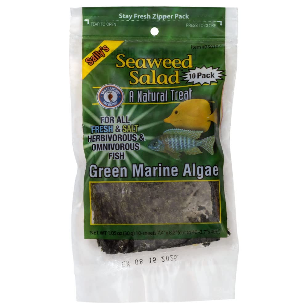 San Francisco Bay Brand Green Seaweed Salad dried kelp sheets bulk for varied fish diets.