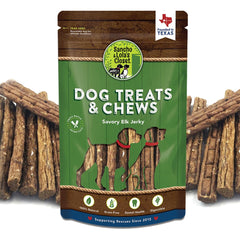 Sancho & Lola's Elk Jerky in a bowl, lean protein for healthy snacking.