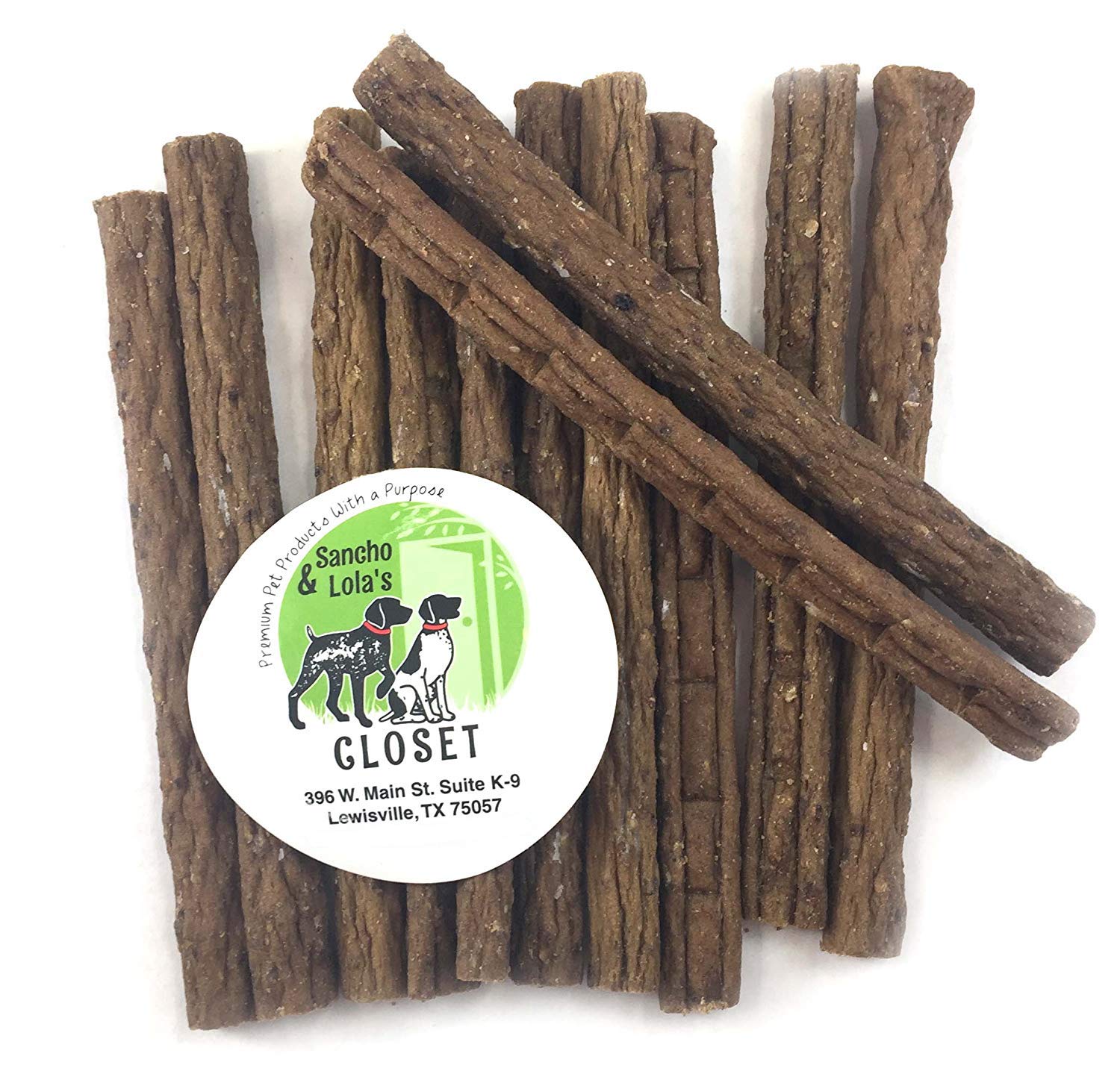 Sancho & Lola's Elk Jerky training treats, soft sticks for easy rewards.