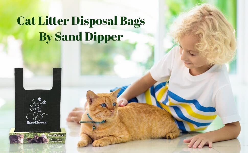 Sand Dipper cat poop bags with tie handles close securely and prevent leaks.