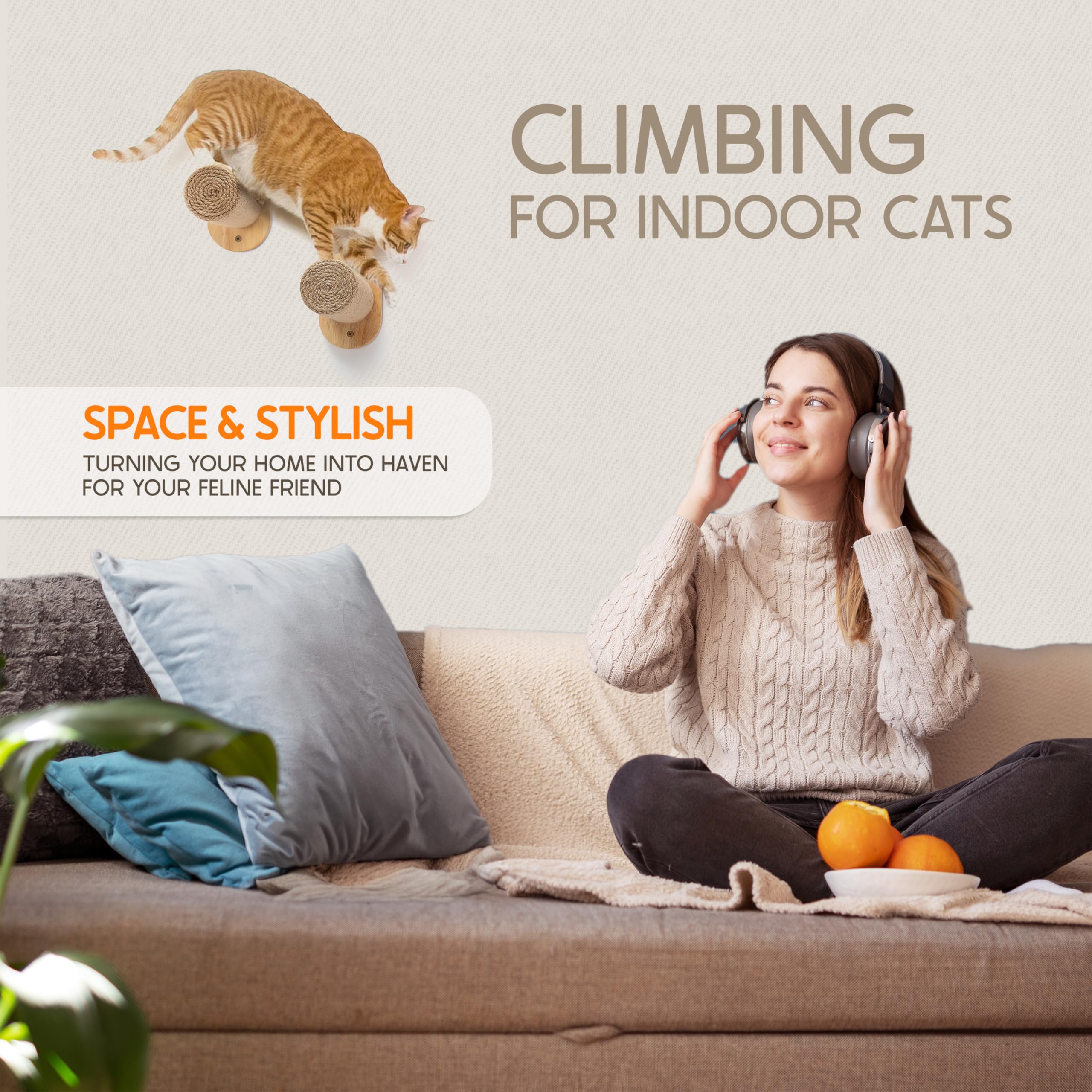 Sandpeak natural finish blends with home decor while supporting active cats.