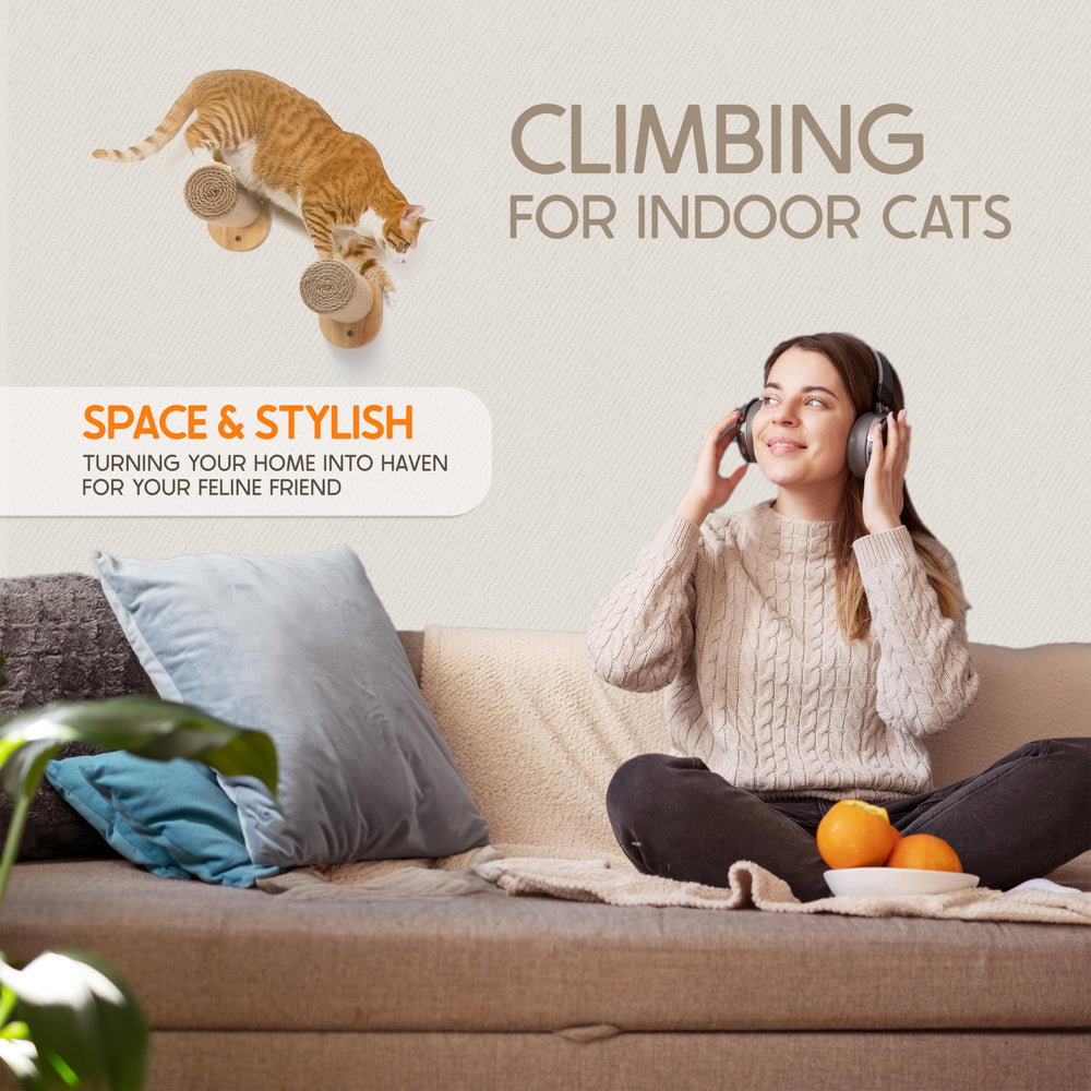 Sandpeak natural finish blends with home decor while supporting active cats.