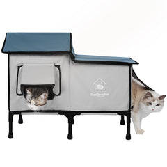 Sangoodier outdoor cat house waterproof fabric keeps cats dry in rain.
