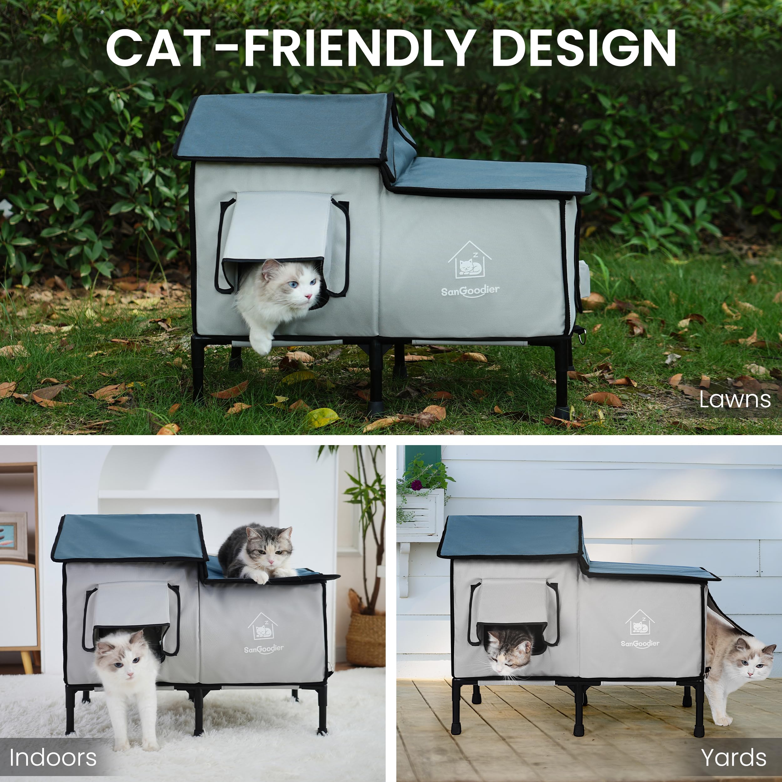 Sangoodier cat house window view lets cats observe surroundings safely.