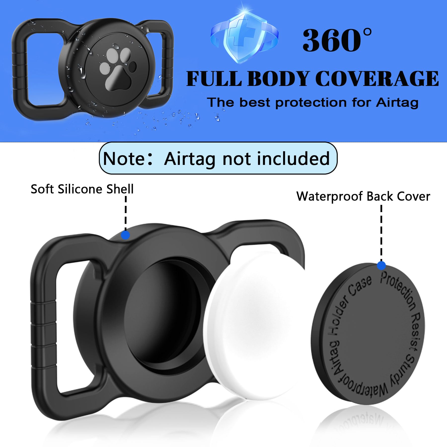 SANKALA Airtag Dog Collar Holder in soft silicone gentle on fur