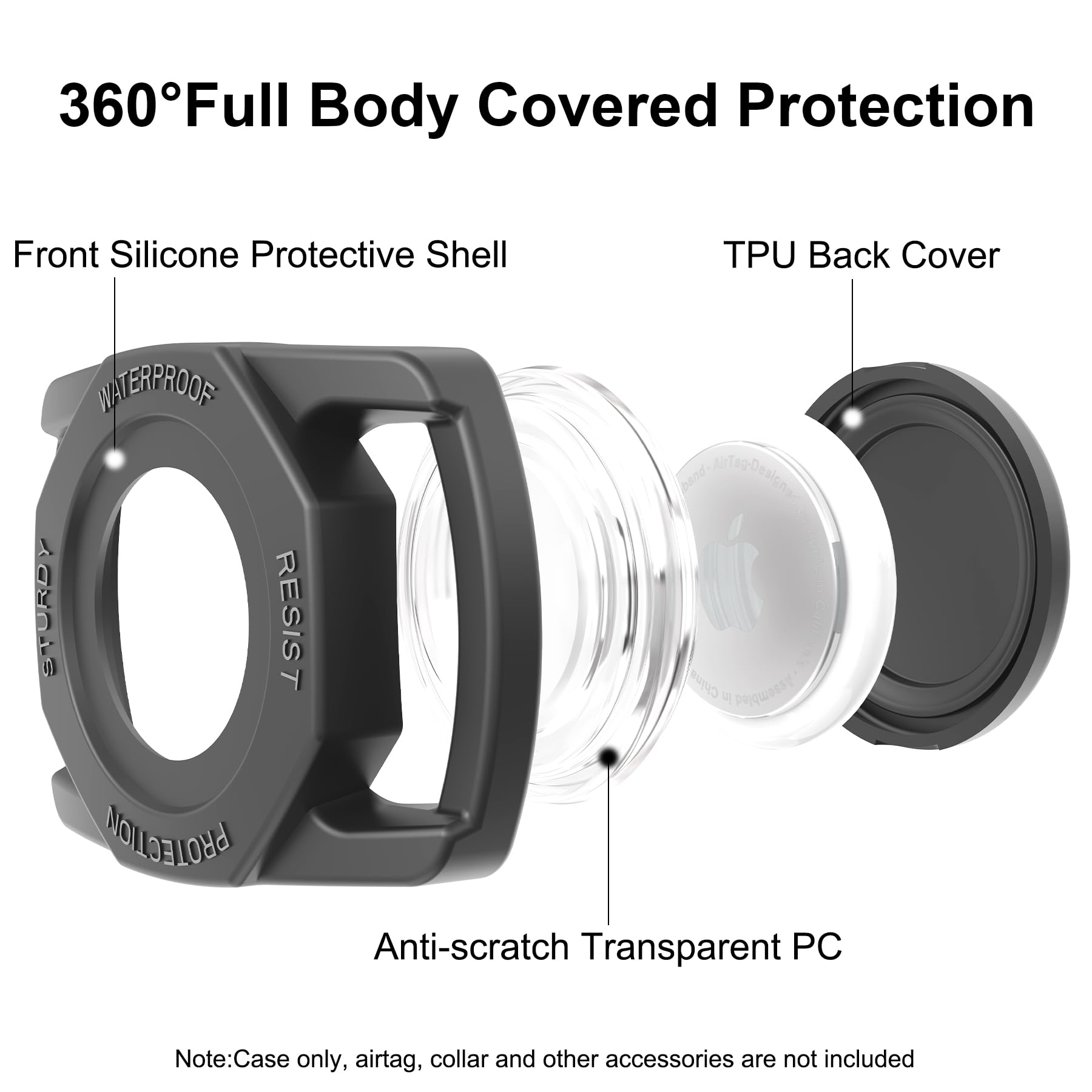 SANKALA dog collar Airtag Holder close-up reveals soft silicone cushioning.