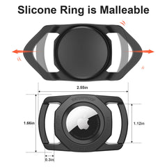 SANKALA Airtag Holder on black collar keeps AirTag safe from scratches.