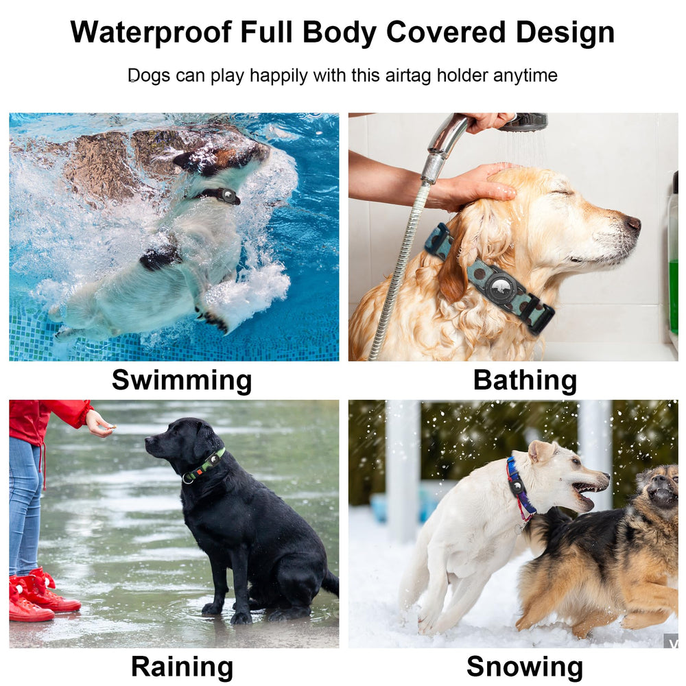 SANKALA waterproof Airtag holder on dog collar keeps AirTag dry during outdoor play.