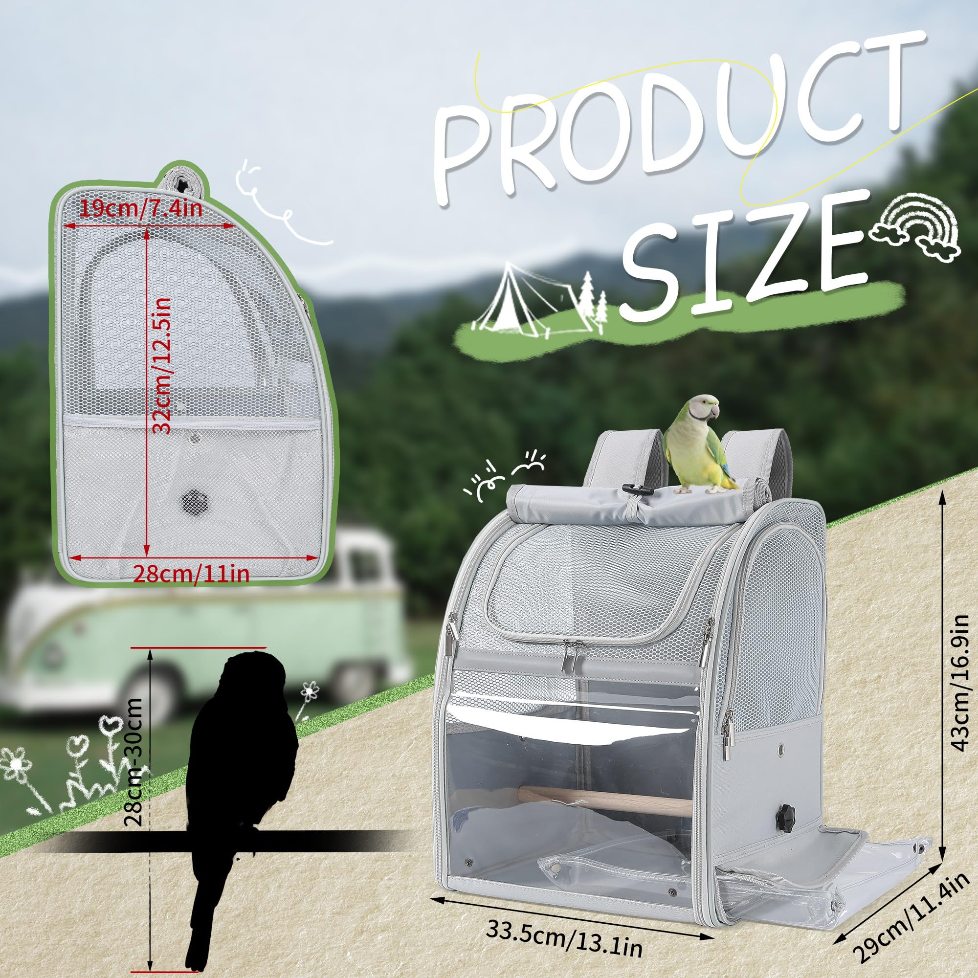 Sanmoncare Bird Backpack Carrier travel-ready design supports various small birds.