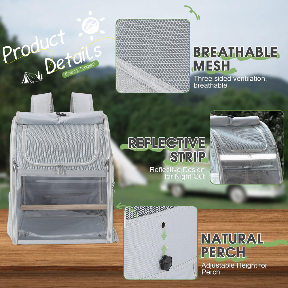 Sanmoncare Bird Backpack Carrier anti-scratch ventilation net ensures airflow and visibility.